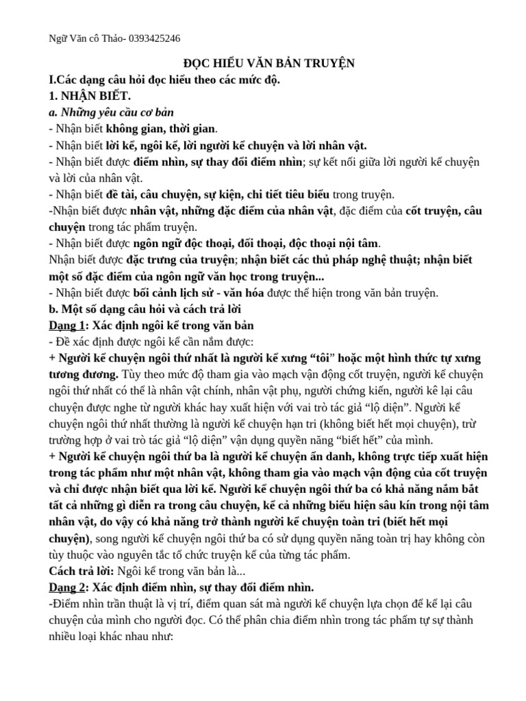 Kĩ Năng Đọc Hiểu Văn Bản Truyện | PDF