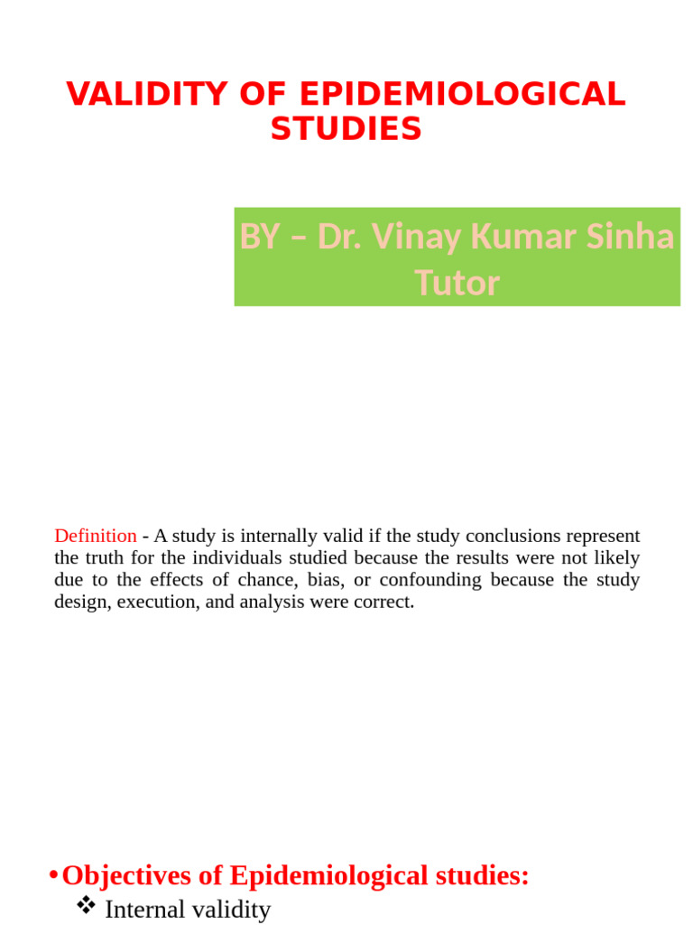 Understanding Validity in Epidemiological Studies | PDF | Epidemiology ...