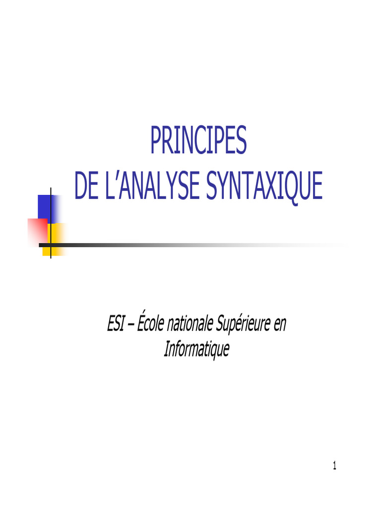 Analyse Syntaxique et Grammaires Non-Contextuelles | PDF | Analyse ...