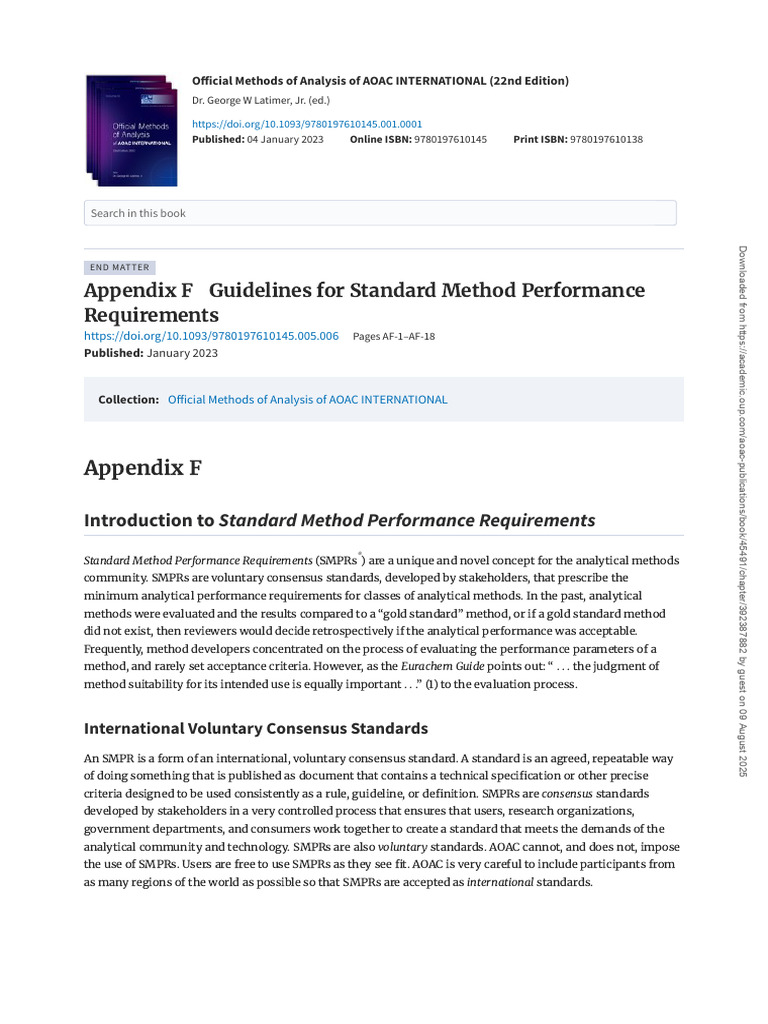 SMPR Guidelines for Analytical Methods | PDF