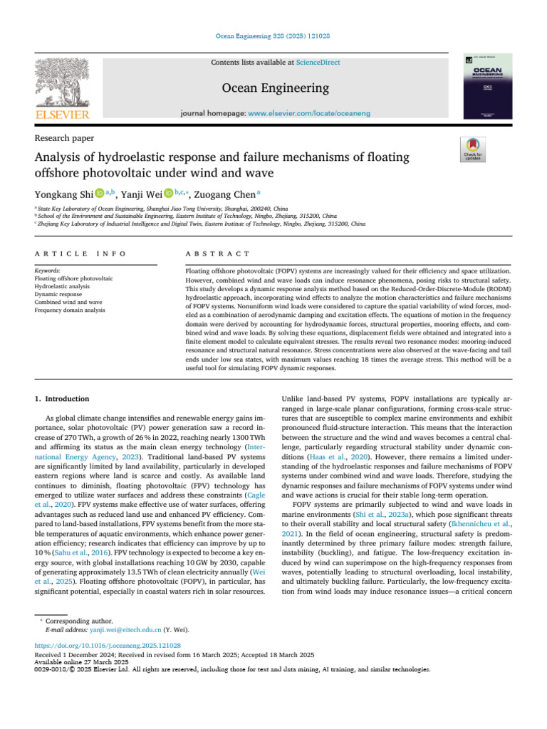 Hydroelastic Analysis of Floating PV Systems | PDF | Matrix ...