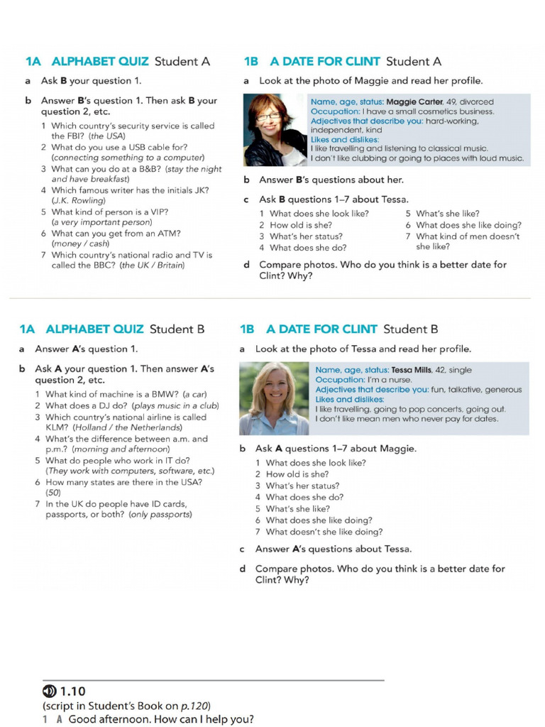 English File - Pre-Int - UNIT 1A.1B.1C | PDF