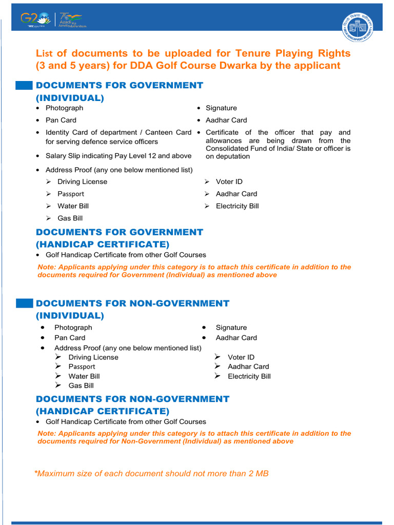 Dda Golf Course Dwarka List Document02122024 | PDF | Access Control ...