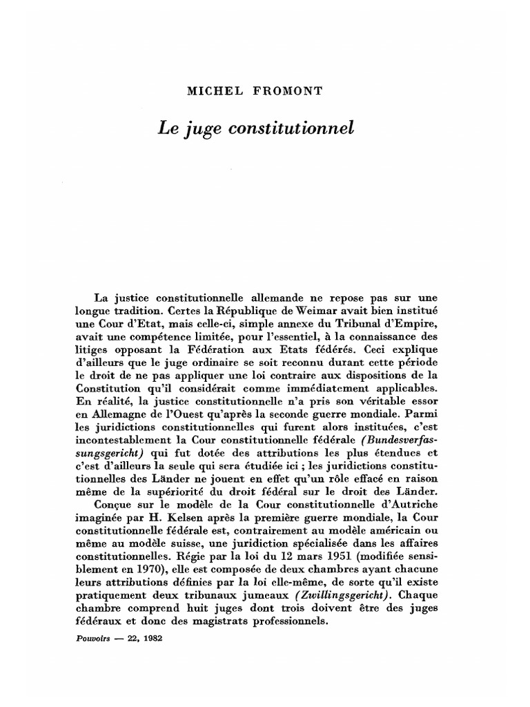 La Cour constitutionnelle allemande | PDF | Loi | Constitution