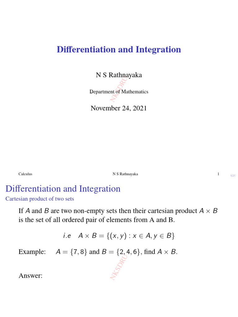 Differentiation and Integration | PDF | Function (Mathematics) | Integral