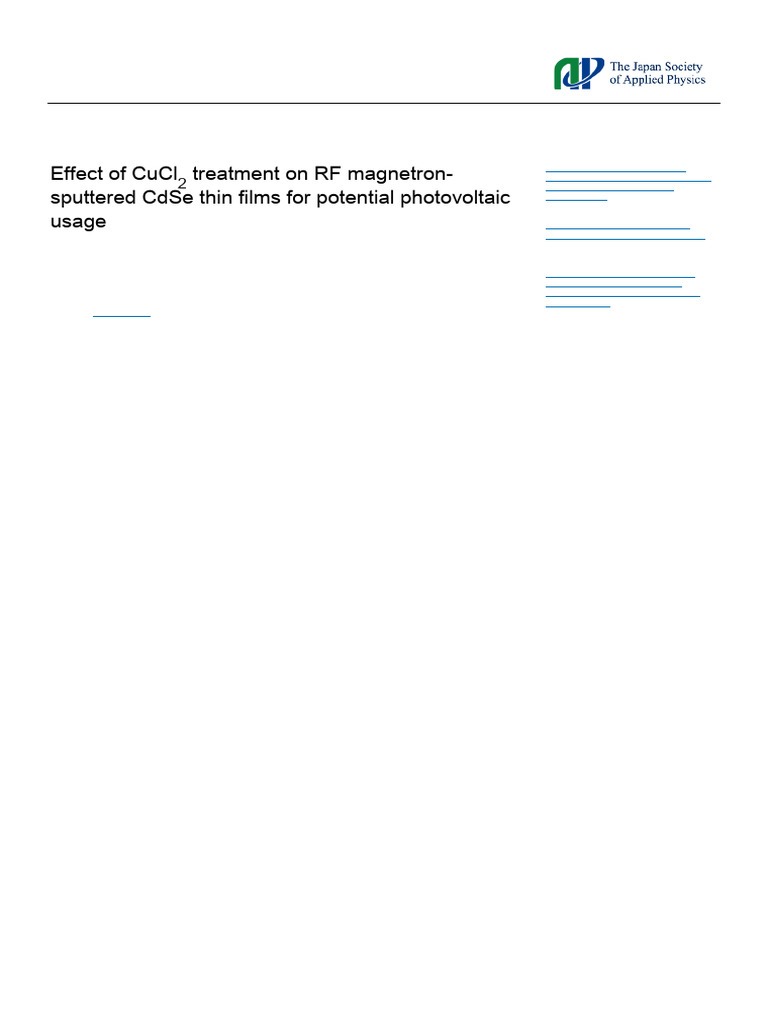 CuCl2 Treatment Enhances CdSe Films | PDF | Band Gap | Thin Film