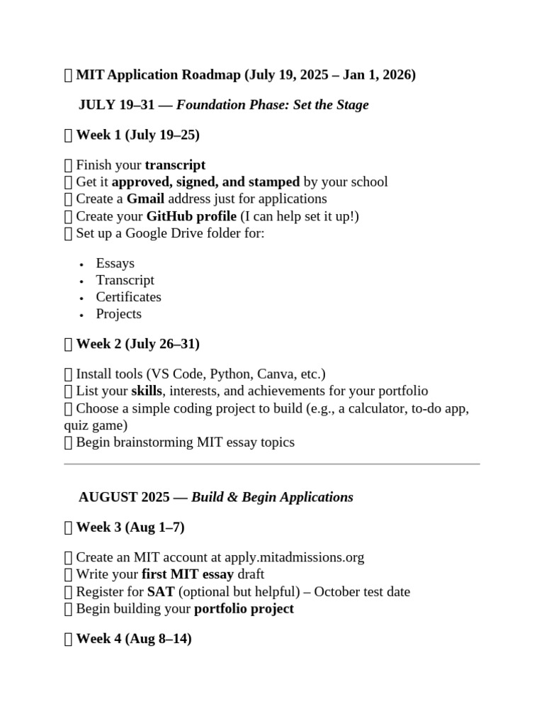 MIT Application Timeline 2025-2026 | PDF | Sat | Essays