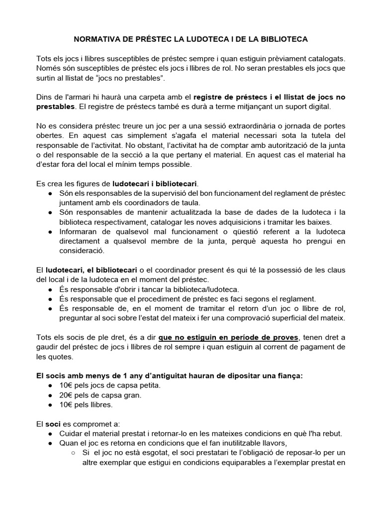 Normativa Préstec 2025 | PDF