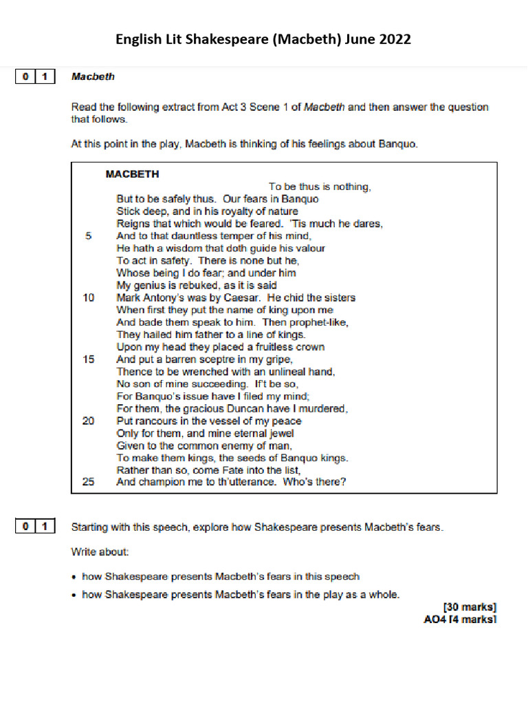 Macbeth's Fears and Moral Decline | PDF | Macbeth