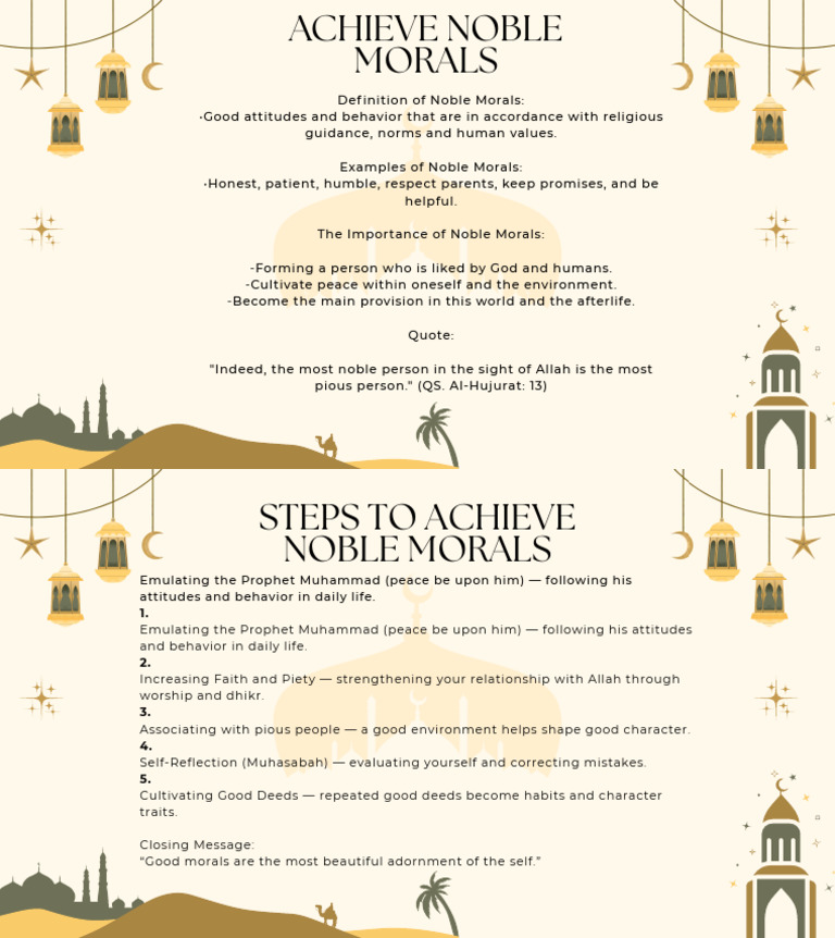 Steps to Achieve Noble Morals | PDF