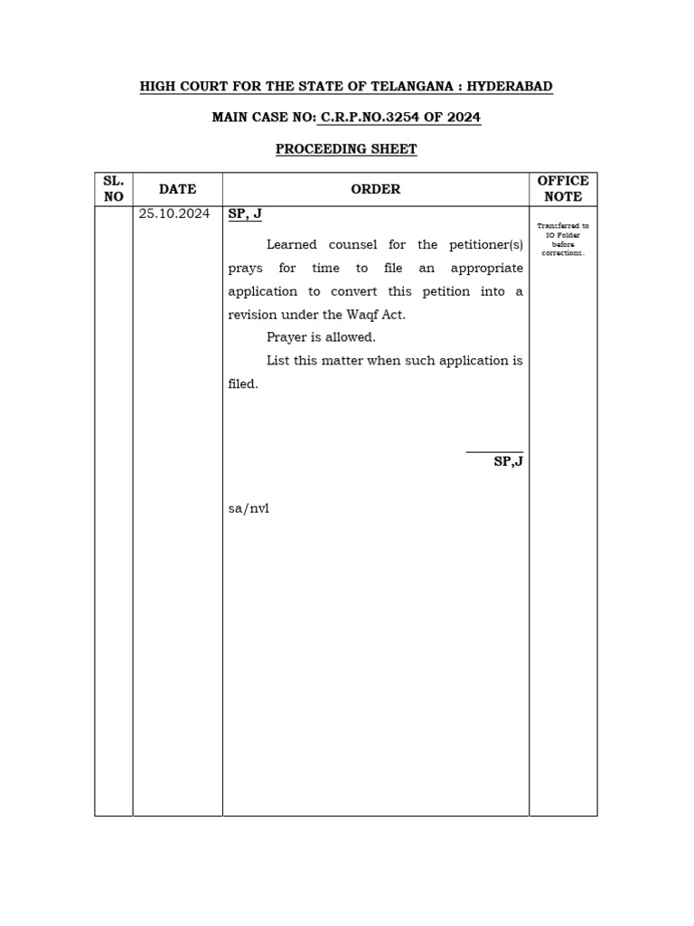 High Court For The State of Telangana: Hyderabad MAIN CASE NO: C.R.P.NO ...