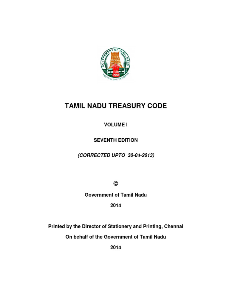 Tamil Nadu Treasury Code Overview | PDF | Cheque | Money