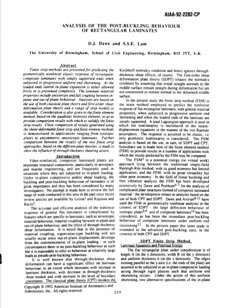 Post-Buckling Analysis of Laminates | PDF | Matrix (Mathematics) | Buckling
