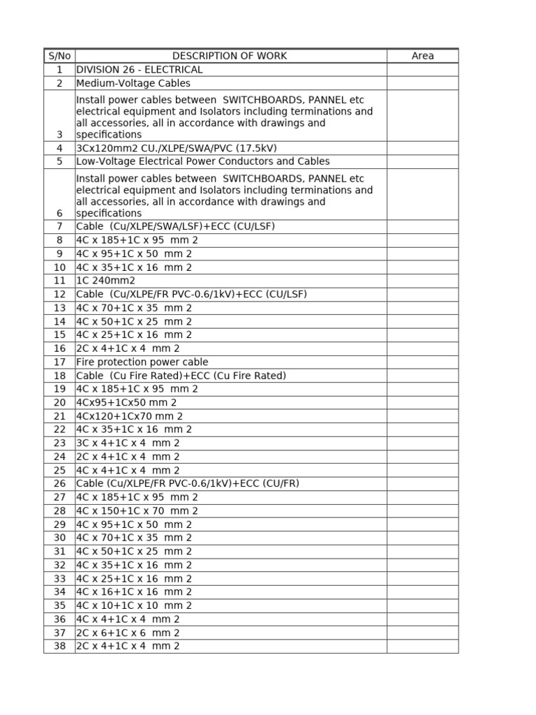 Electrical Cable Installation Specifications | PDF | Mains Electricity ...