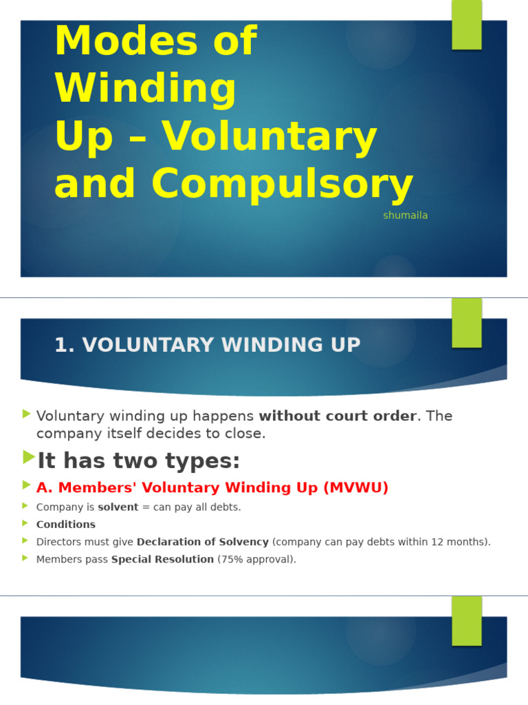 Moods of Windup | PDF | Liquidation | Insolvency