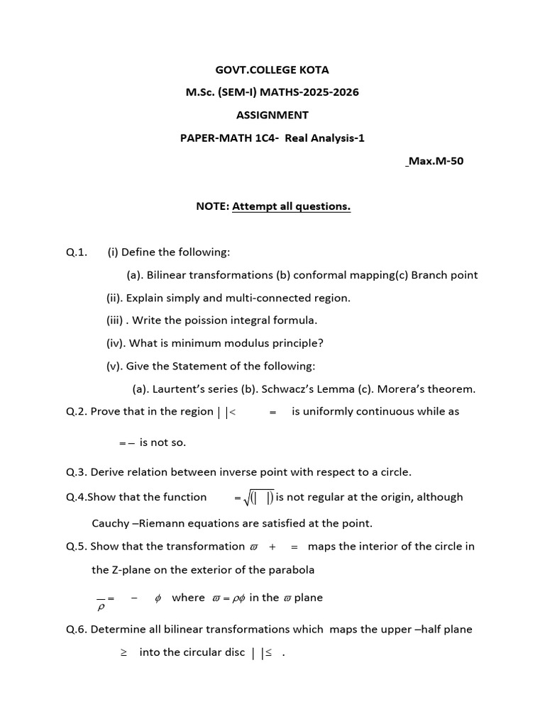 MATH1C2- Analysis1 Assignment | PDF | Circle | Differential Geometry