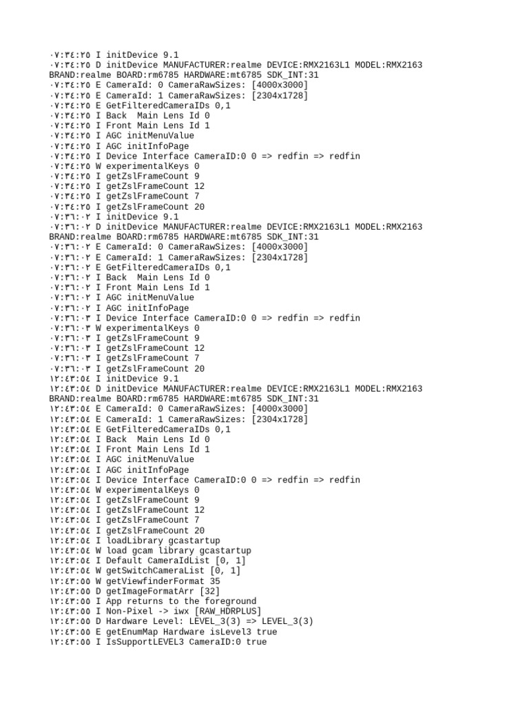 Realme RMX2163 Camera Configuration Logs | PDF | Software | Computing