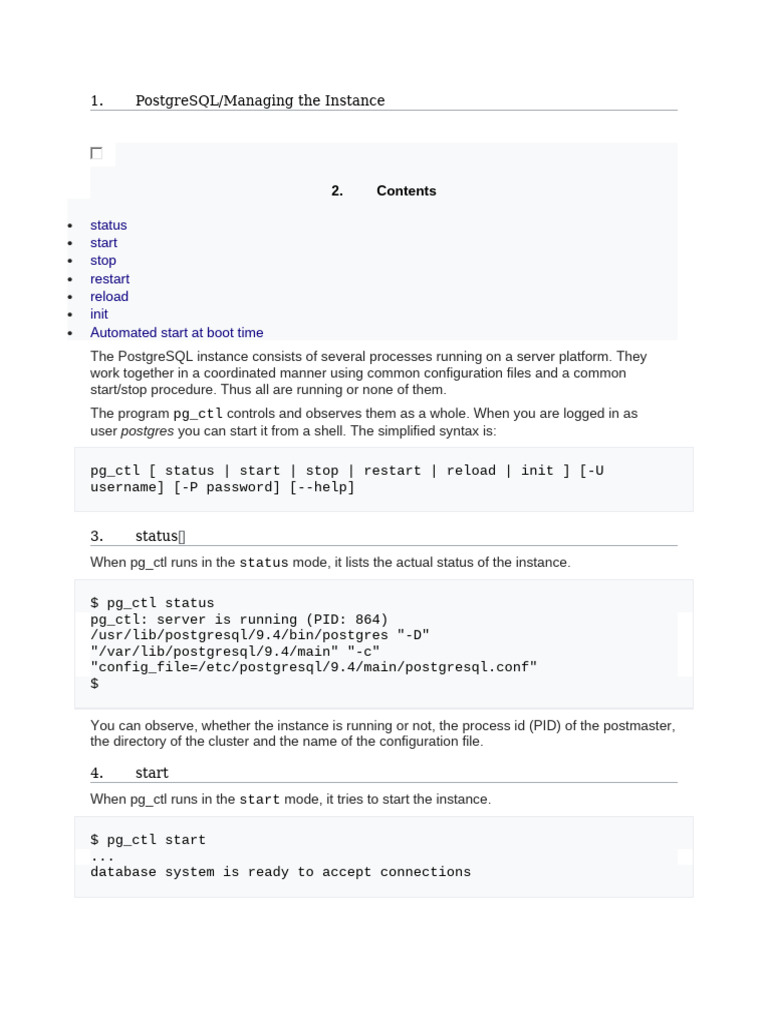 PostgreSQL Instance Management Guide | PDF | Postgre Sql | Computing
