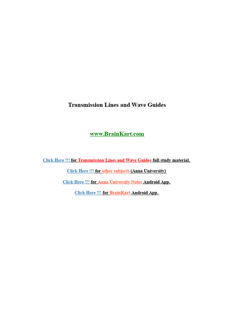 198 - EC6503 Transmission Lines and Wave Guides - 2 marks with answers ...