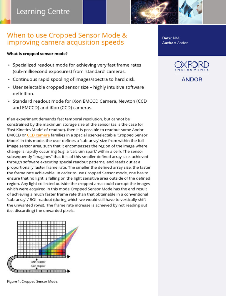 Cropped Sensor Mode for Fast Imaging | PDF | Charge Coupled Device | Camera
