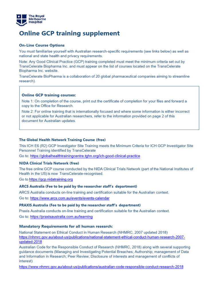 Australian Online GCP Training Guide | PDF | Institutional Review Board ...