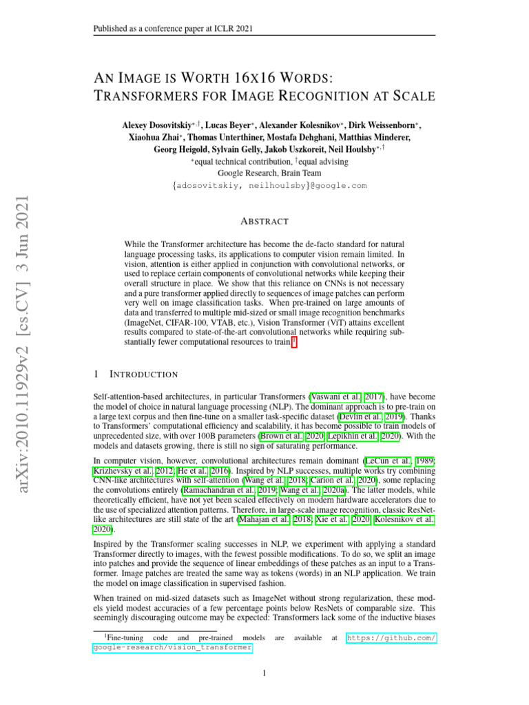 Vision Transformers for Image Recognition | PDF | Machine Learning ...