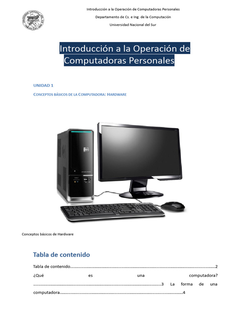 Introducción a la Computadora Personal | PDF | Hardware de la ...