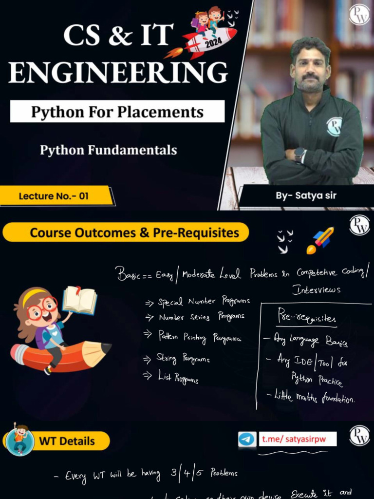 (Python For Placement) Python Fundamentals 01 Class Notes | PDF