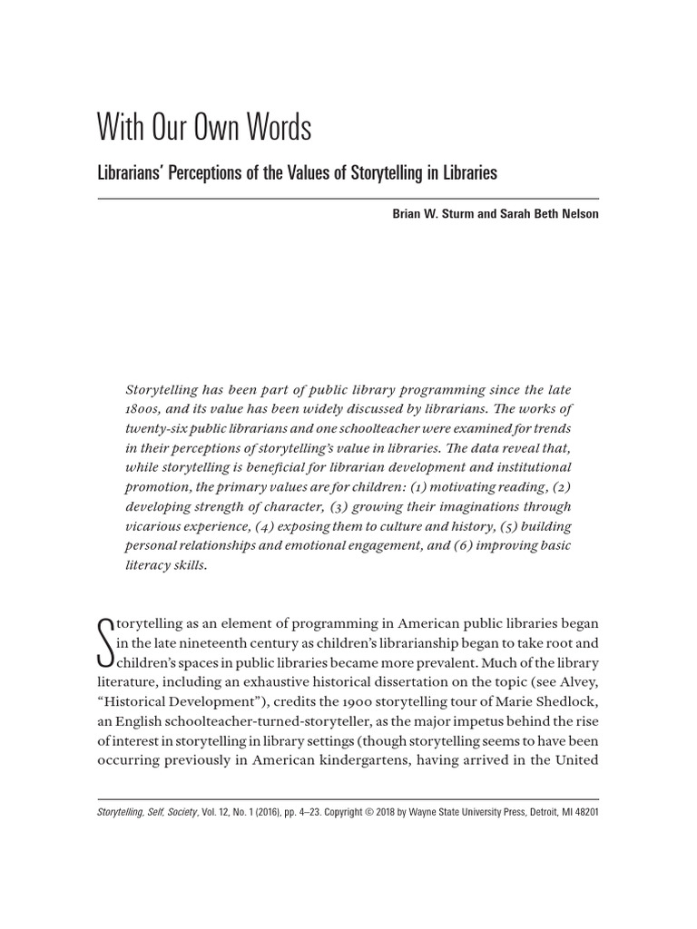 With Our Own Words- Librarians' Perceptions of the Values of ...