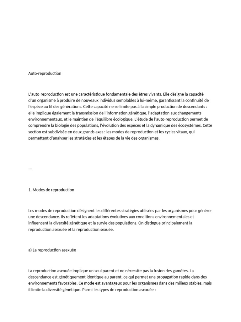 Modes de reproduction et cycles vitaux | PDF | la reproduction | Organismes
