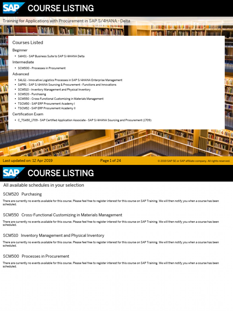 SAP S/4HANA Procurement Course Overview | PDF | Business Process ...