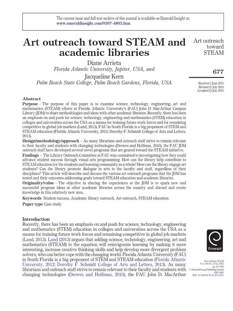 Art Outreach in STEAM Libraries | PDF | Libraries | Creativity