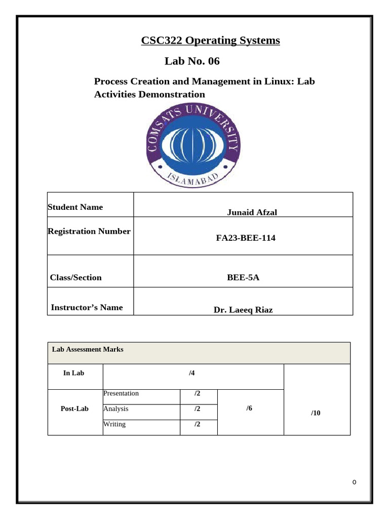 Junaid OS LAB 6 | PDF | Parameter (Computer Programming) | Command Line ...