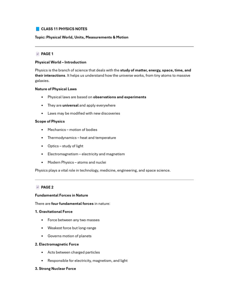physics notes | PDF | Force | Velocity