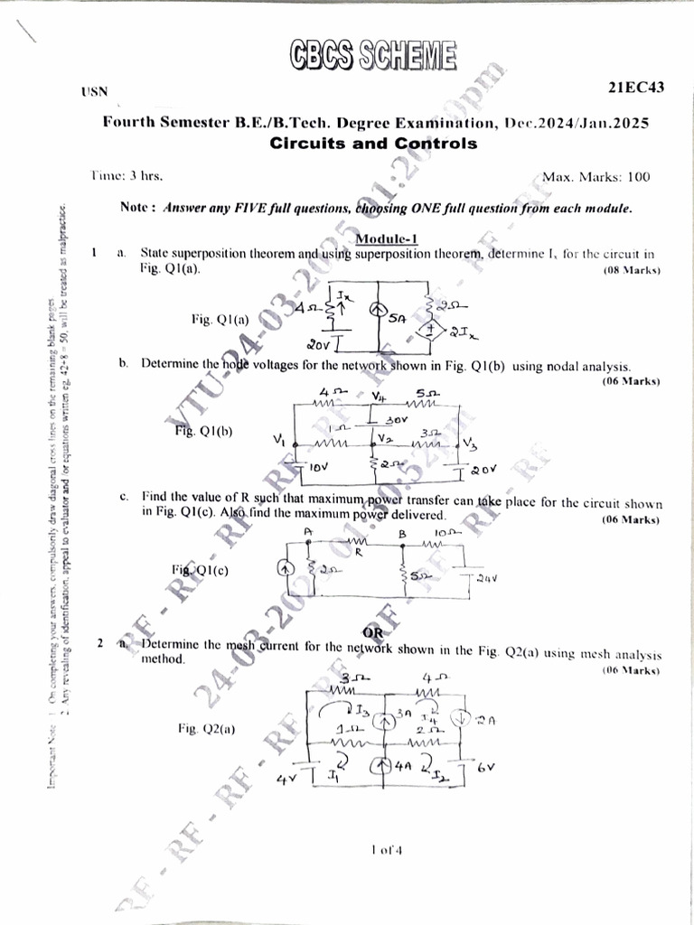 Circuits and Controls Exam Guide | PDF | Electrical Circuits ...