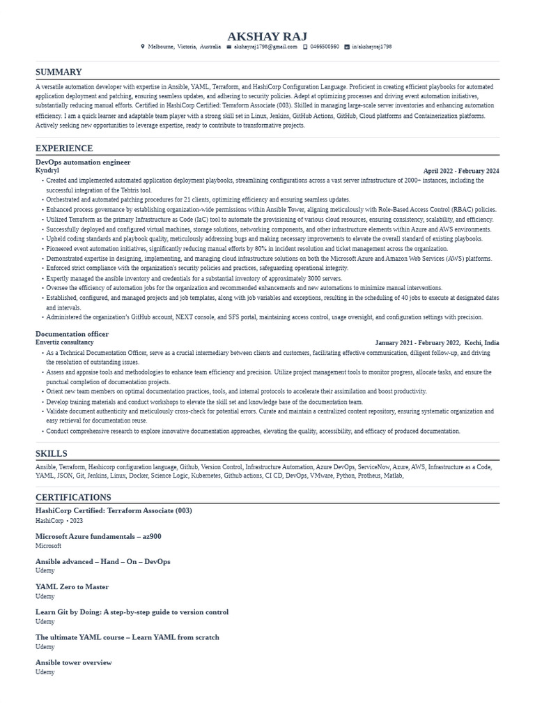 Automation Developer Resume Overview | PDF | Cloud Computing | Computing