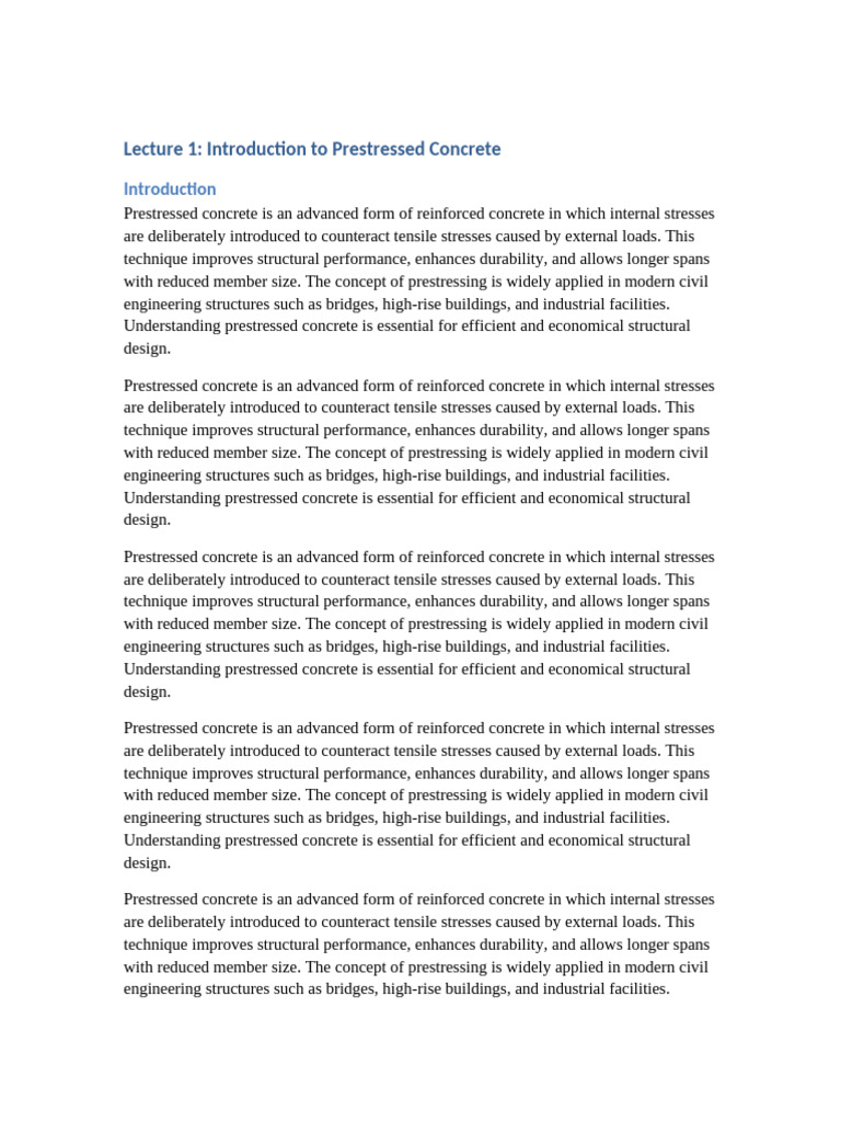Introduction to Prestressed Concrete | PDF | Prestressed Concrete ...