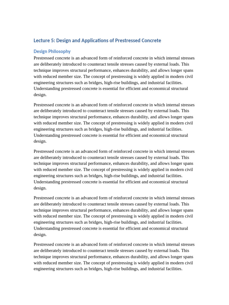 Prestressed Concrete Design Overview | PDF | Prestressed Concrete ...