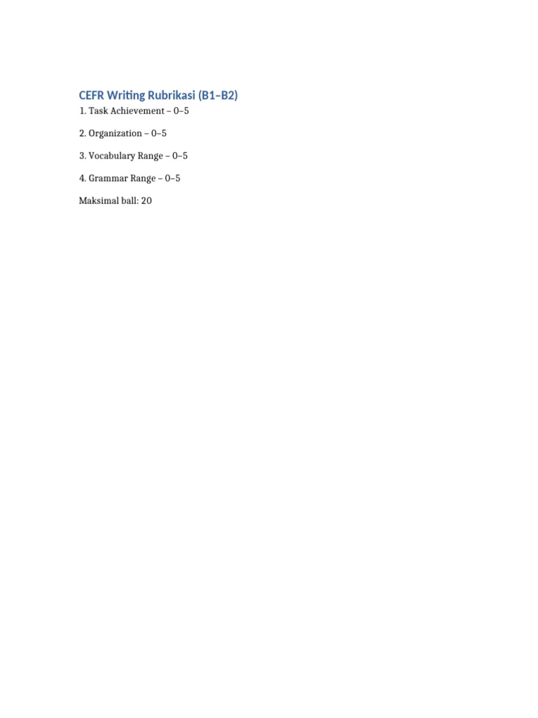 CEFR Writing Rubrika | PDF