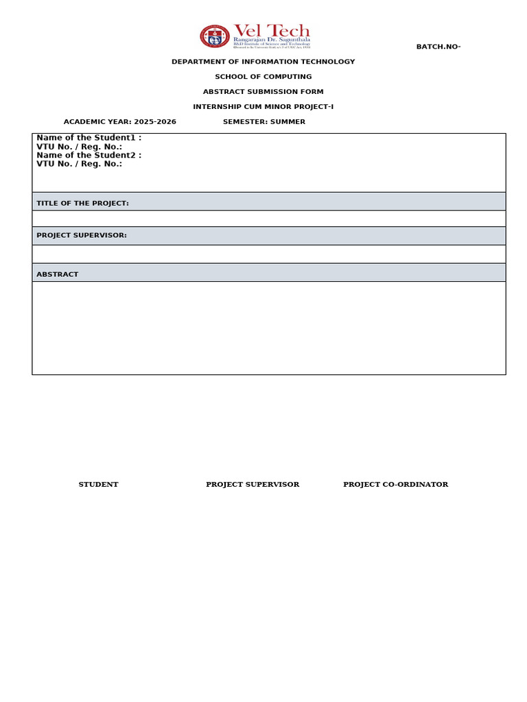 2. Minor Project Title and Abstract Form-ss 25-26 | PDF