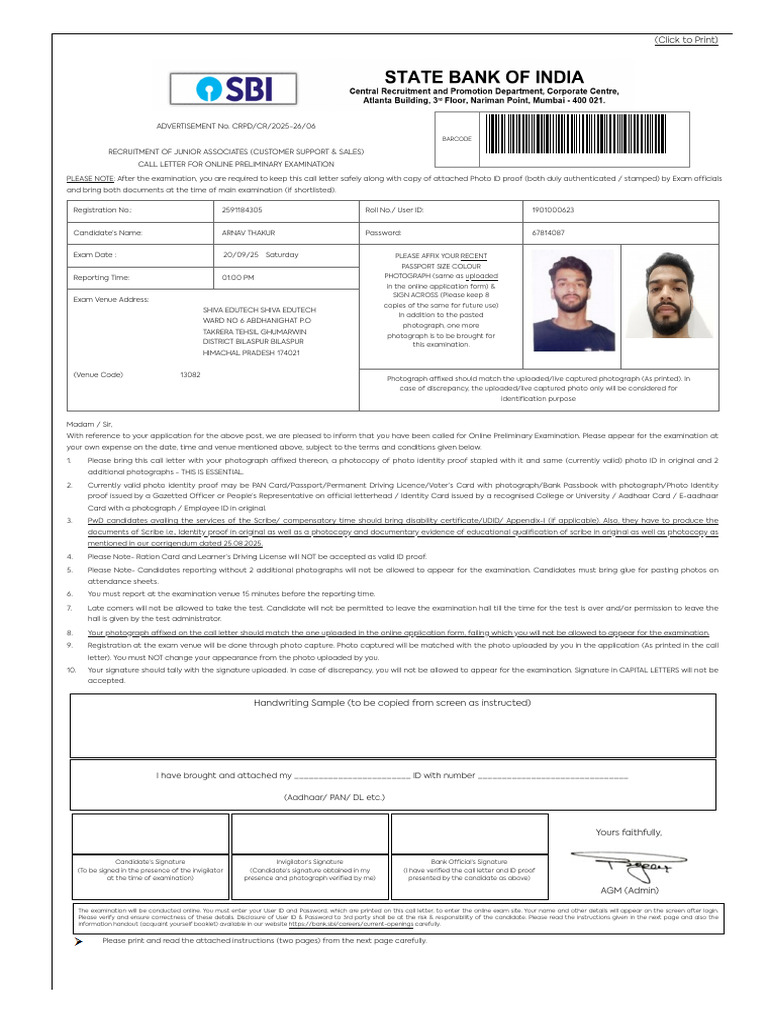 sbi clerk admit card september 2025 | PDF | Identity Document | Driver ...