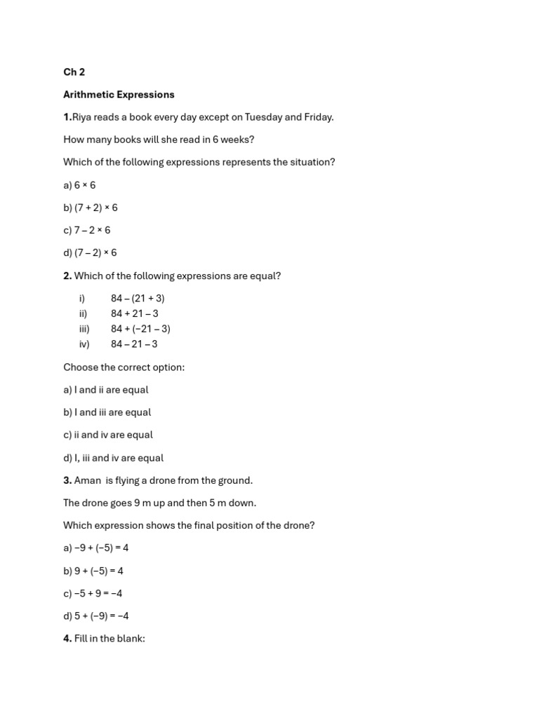 Arithmetic Expressions and Problem Solving | PDF | Chess | Chess Theory