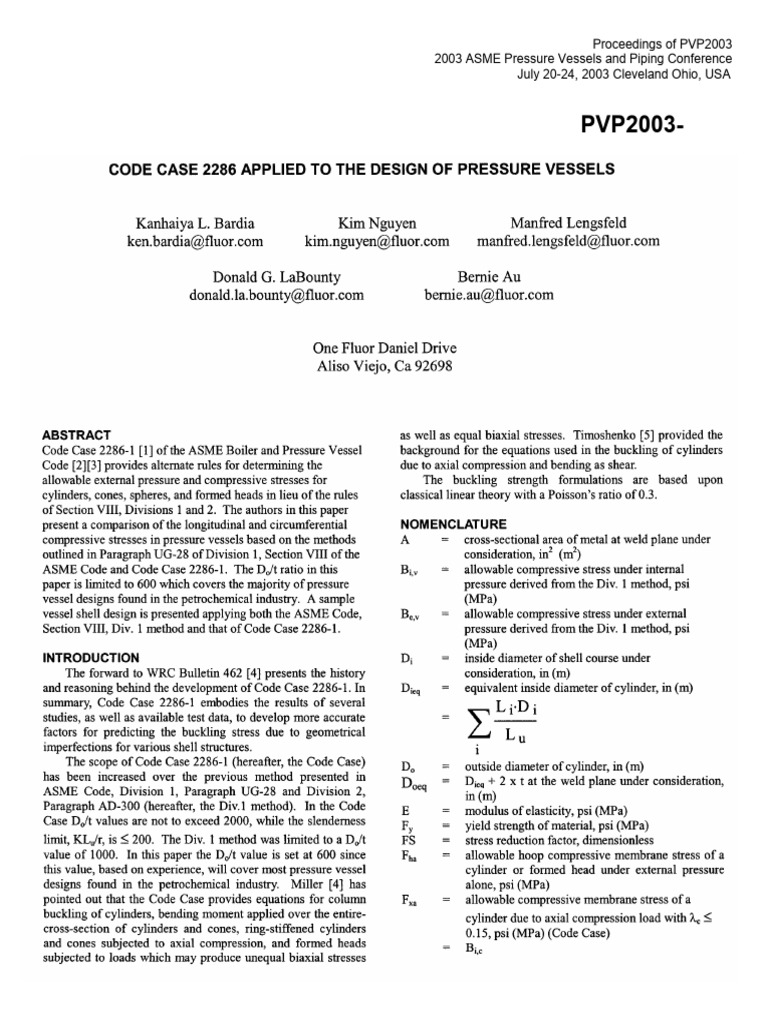 Code Case 2286-1 for Pressure Vessels | PDF | Buckling | Stress (Mechanics)