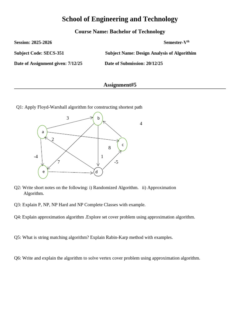 Assignment 5 DAA | PDF