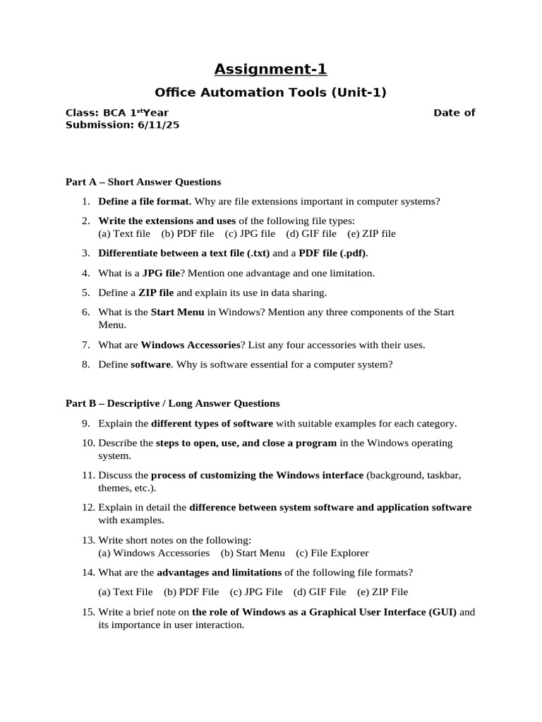 Assignment 1 (OAT UNIT 1) 1 | PDF