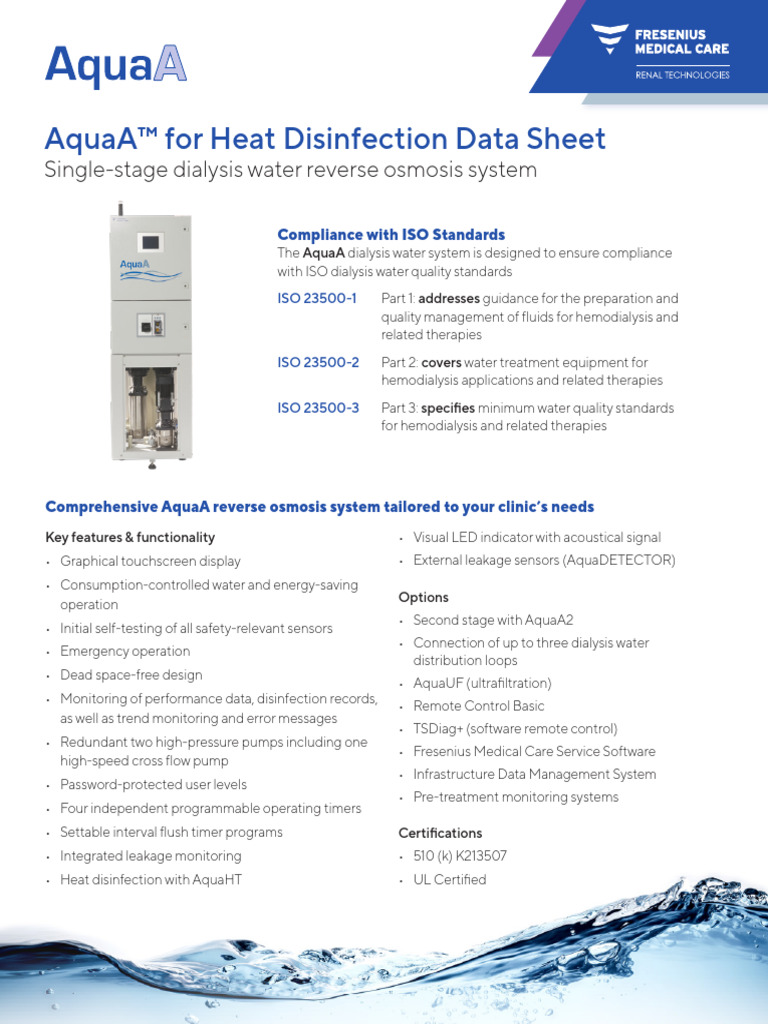 AquaA DataSheet FINAL | PDF | Hemodialysis | Membrane