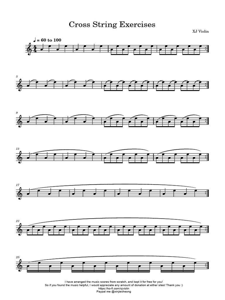 Extra_ Cross String Exercise (Arranged by XJ Violin) | PDF
