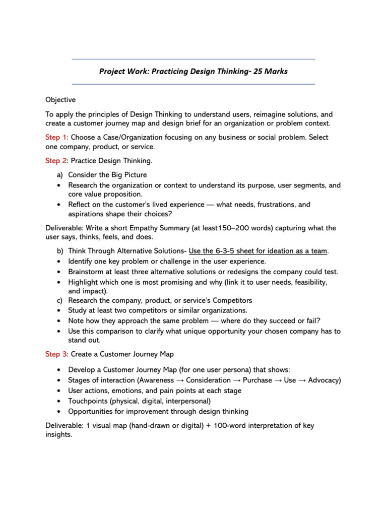 Instructions_Group Project Work | PDF | Design Thinking | Customer ...