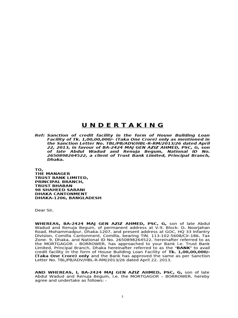 Undertaking All Clause | PDF | Financial Services | Personal Finance