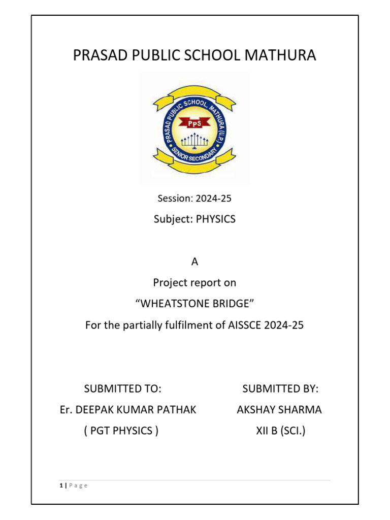 Physics Investigatory Project File | PDF | Resistor | Electrical Network